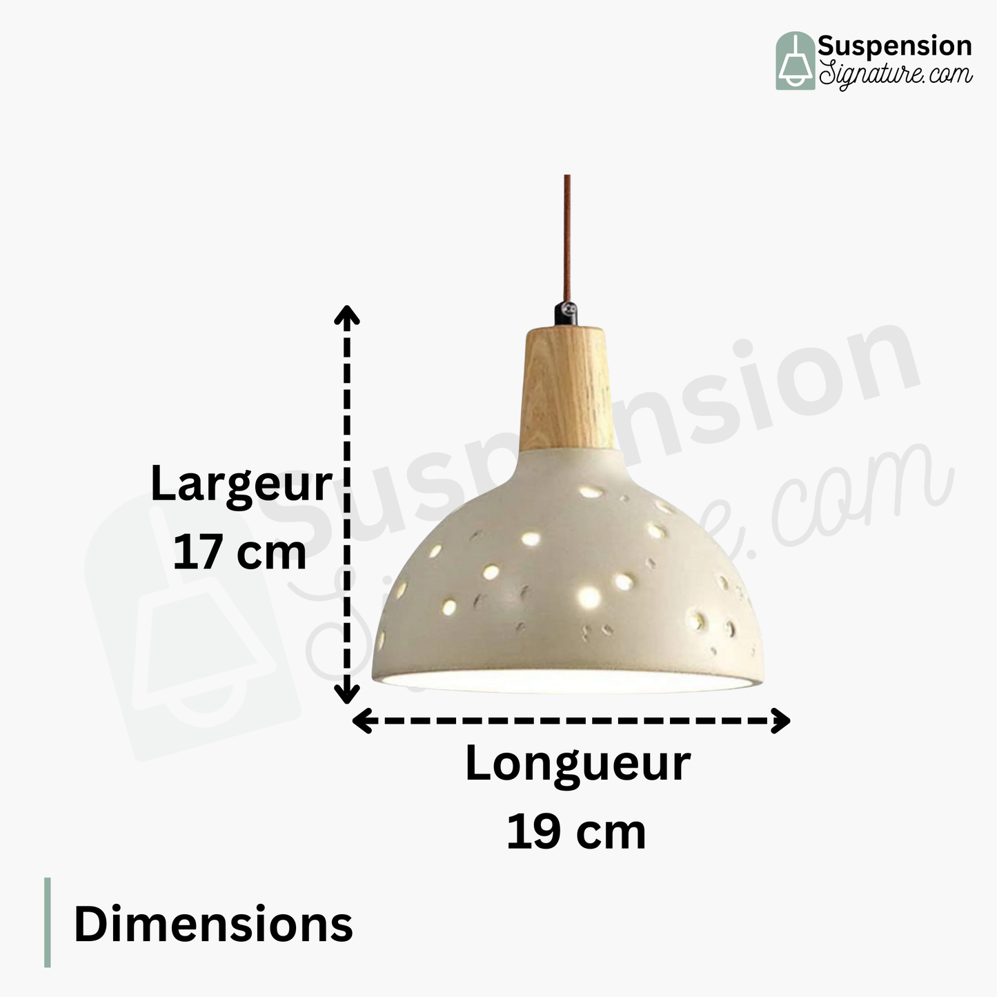 Suspension globe ajouré pois terre cuite bois scandinave