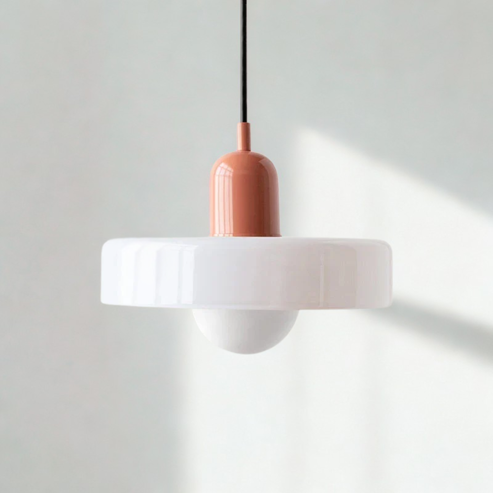 Suspension design rétro en verre fumé bicolore 7