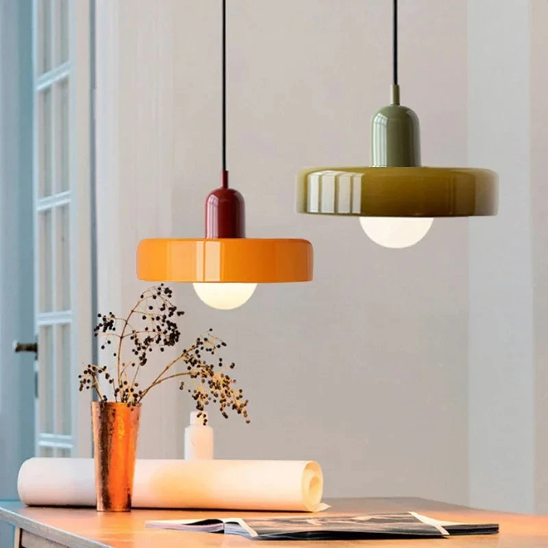 Suspension design rétro en verre fumé bicolore 7