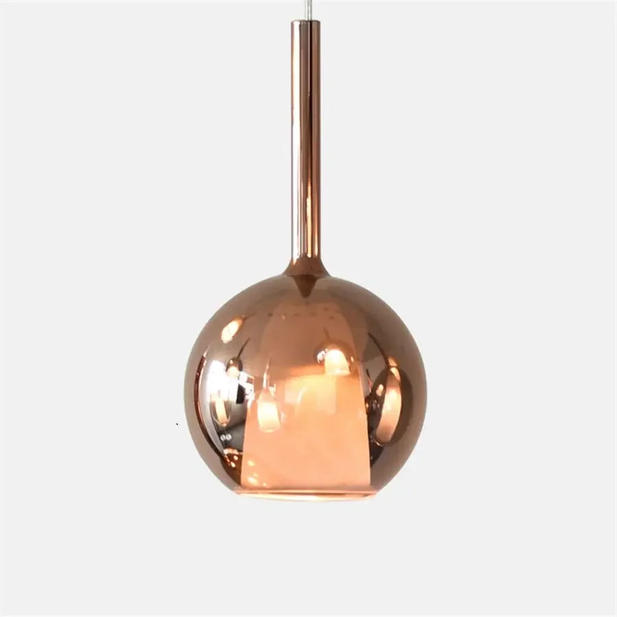 Suspension verre globe fumé cloche blanche design moderne