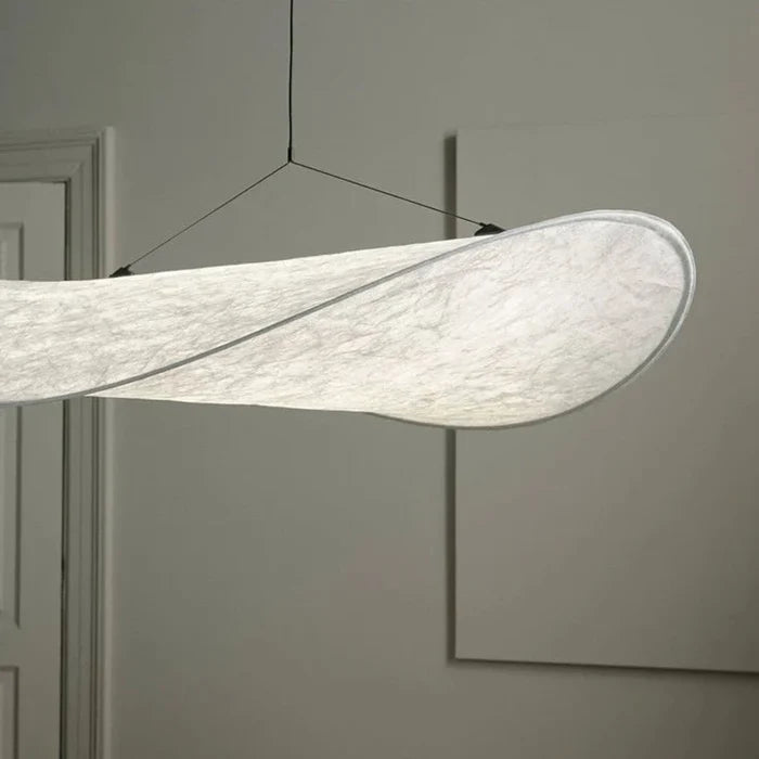 Suspension moderne vague en tissu blanc 5