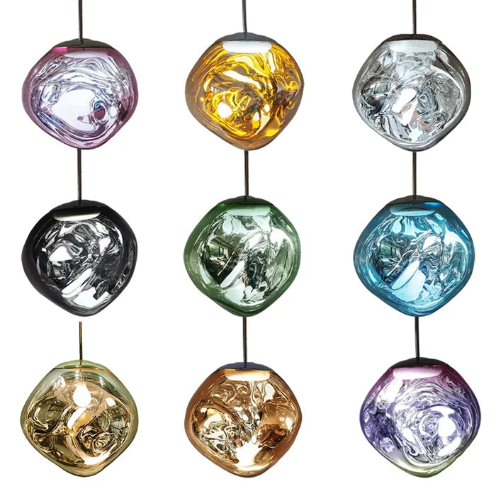 Suspension verre globe asymétrique nacré design 6