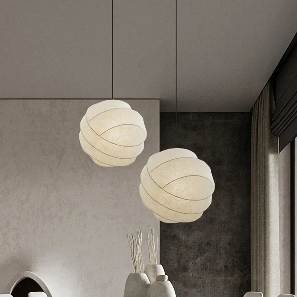 Suspension sphérique en tissu soie design vintage