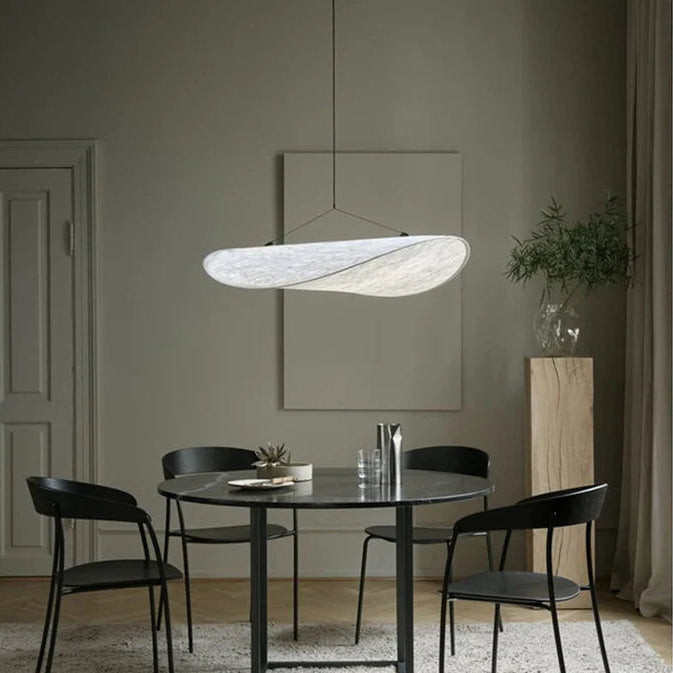 Suspension moderne vague en tissu blanc 5