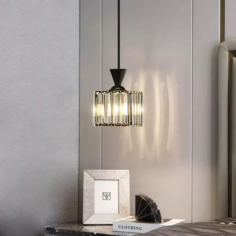 Suspension rainurée cristal art déco carré