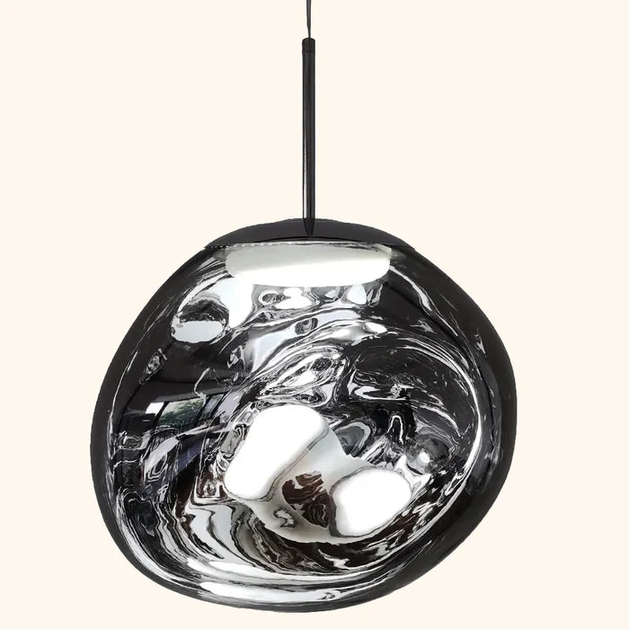 Suspension verre globe asymétrique nacré design 6