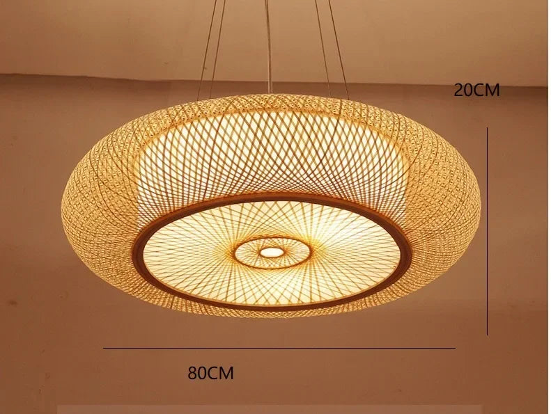 Suspension rotin et bambou ajourée plate design moderne 1.1