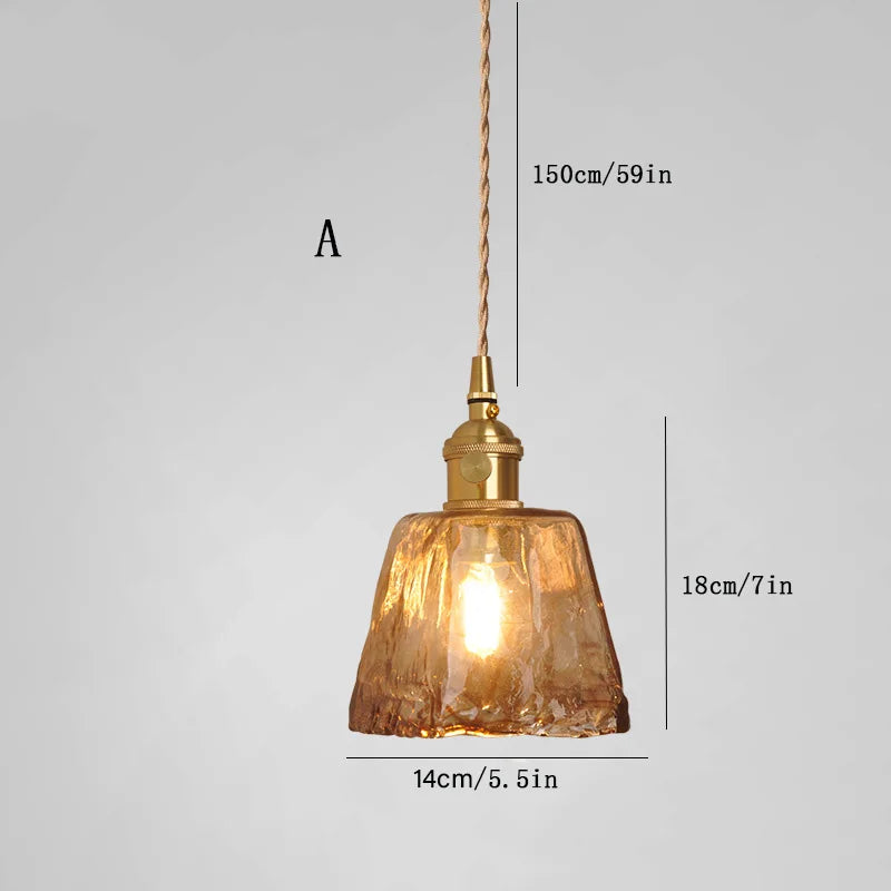 Suspension laiton et verre fumé design vintage rectangulaire