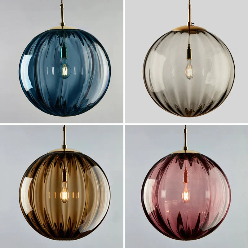 Suspension verre colorée ronde