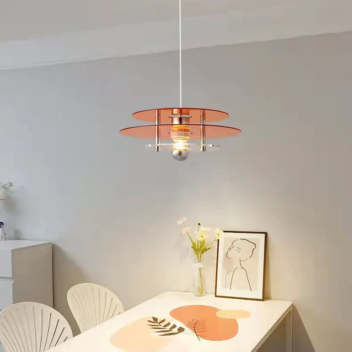 Suspension vintage triple plateaux colorés