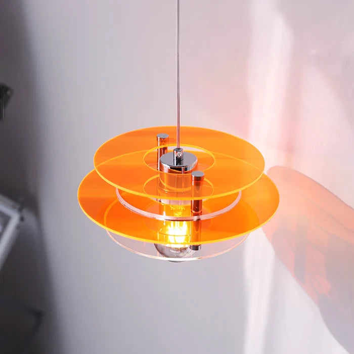 Suspension vintage triple plateaux colorés