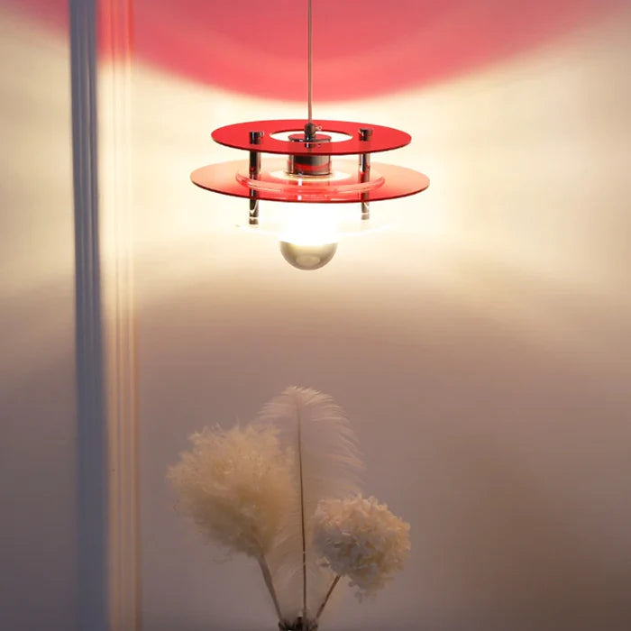 Suspension vintage triple plateaux colorés