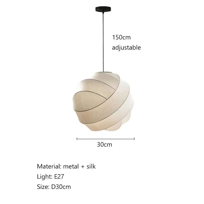 Suspension sphérique en tissu soie design vintage