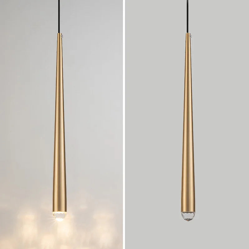 Suspension Conique Allongée en Cuivre Style Moderne Industriel