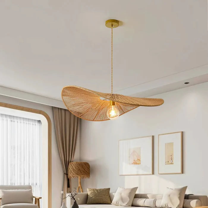 Suspension corde en chanvre torsion design moderne