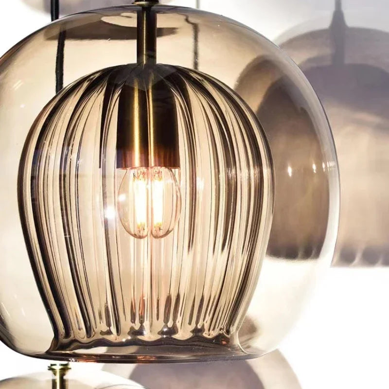 Suspension vintage double cloche en verre