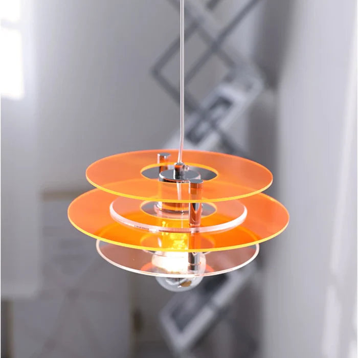 Suspension vintage triple plateaux colorés