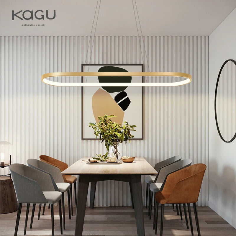 Suspension métal anneau ovale design moderne