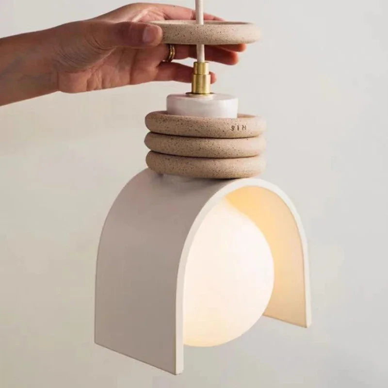 Suspension scandinave terre cuite arc anneaux