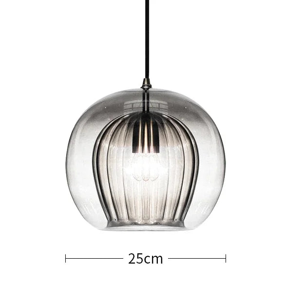 Suspension vintage double cloche en verre