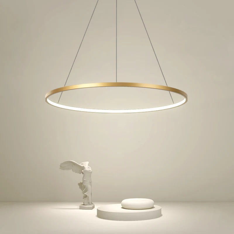 Suspension métal anneau design moderne