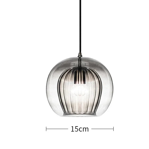 Suspension vintage double cloche en verre