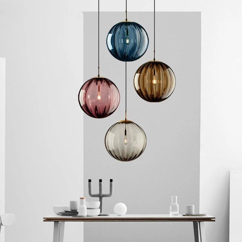 Suspension verre colorée ronde