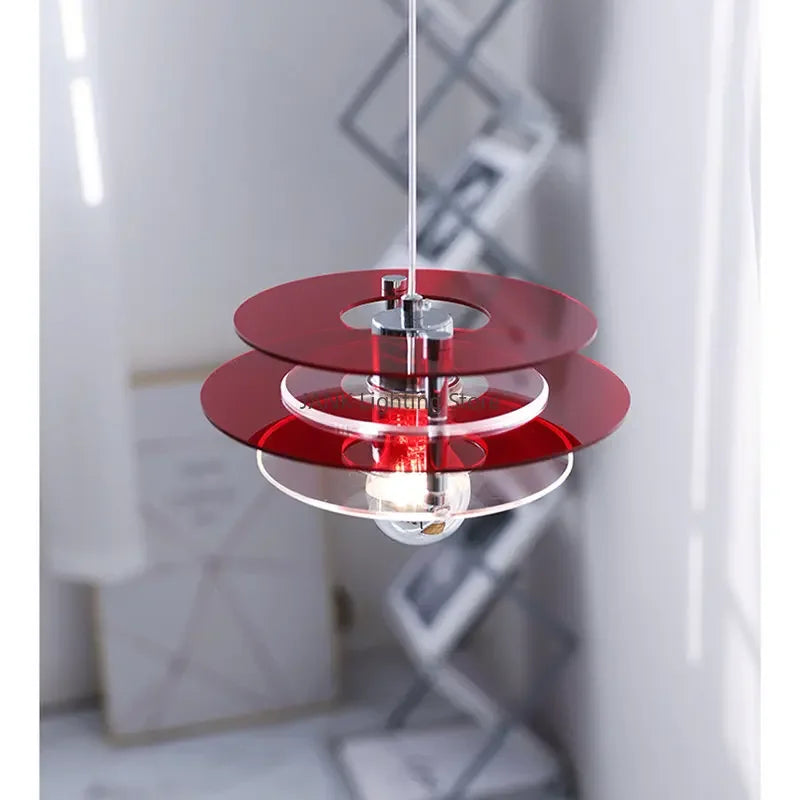 Suspension vintage triple plateaux colorés