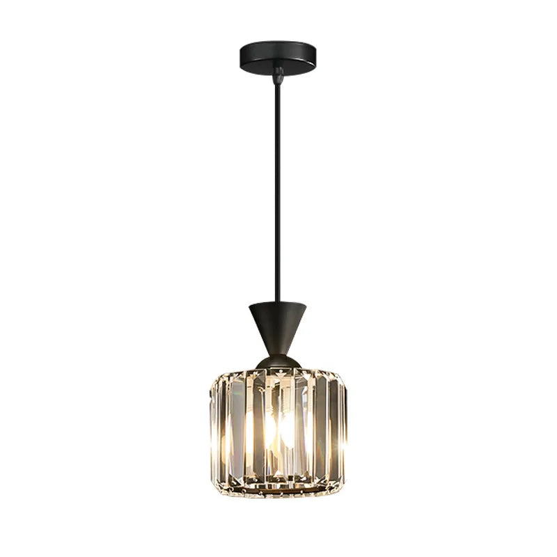 Suspension rainurée cristal art déco carré