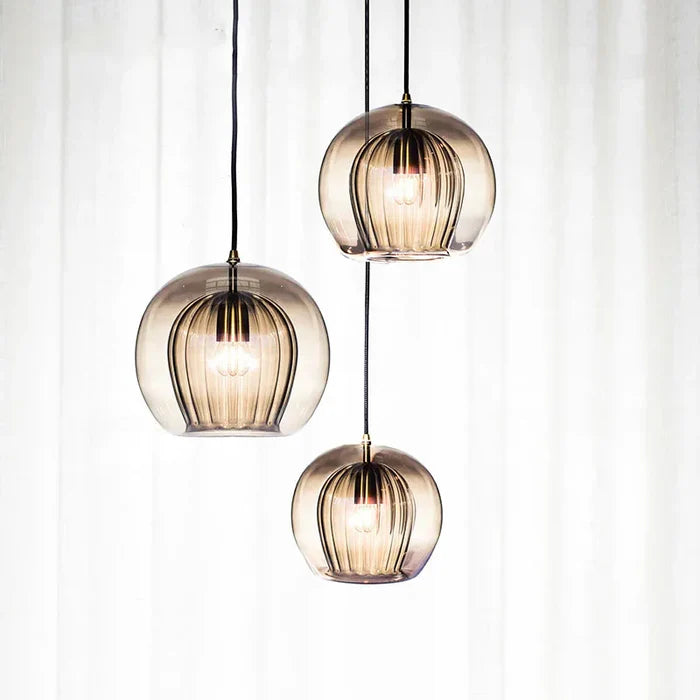 Suspension vintage double cloche en verre