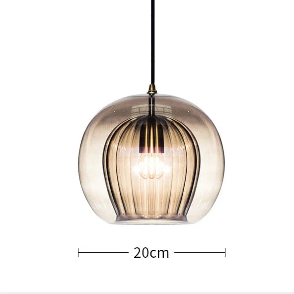 Suspension vintage double cloche en verre