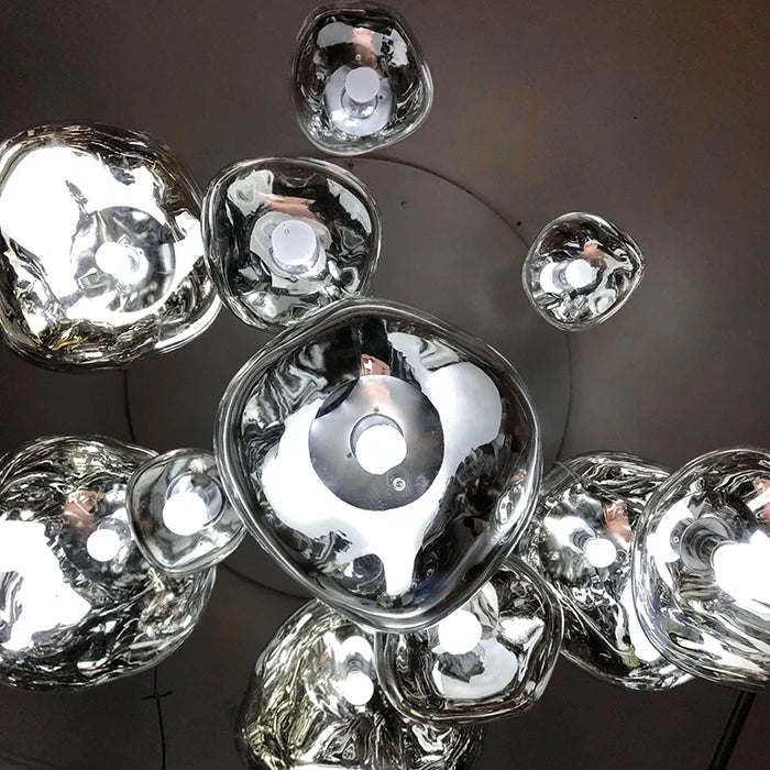 Suspension verre globe asymétrique nacré design 6
