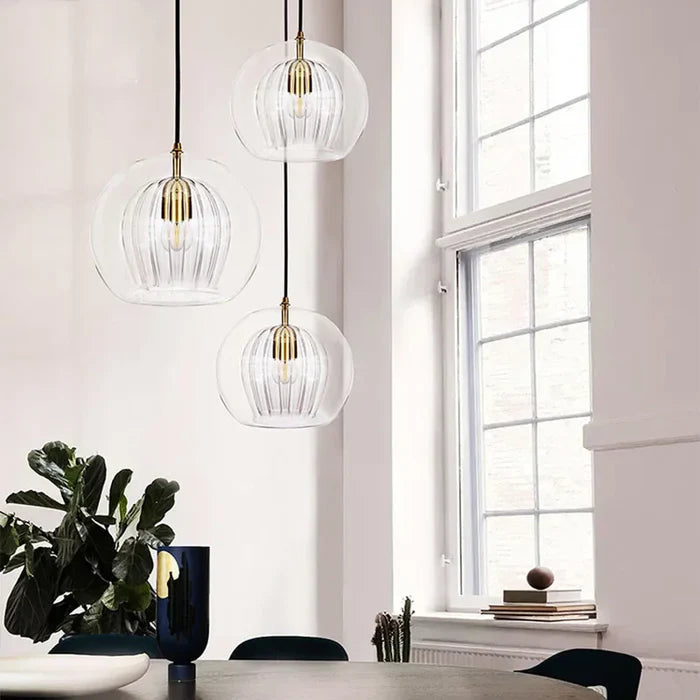 Suspension vintage double cloche en verre