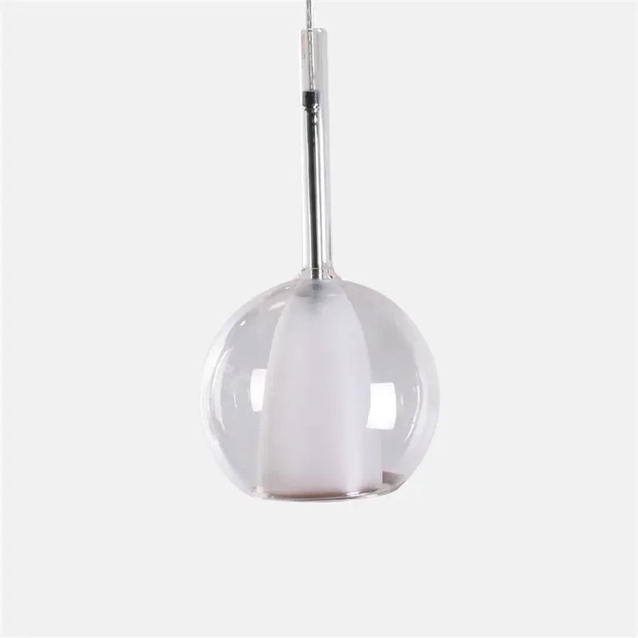 Suspension verre globe fumé cloche blanche design moderne