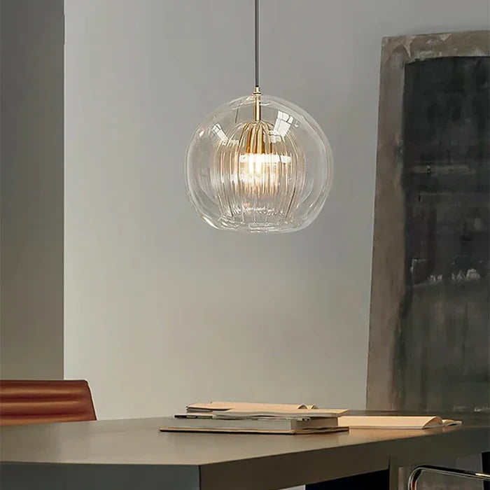 Suspension vintage double cloche en verre