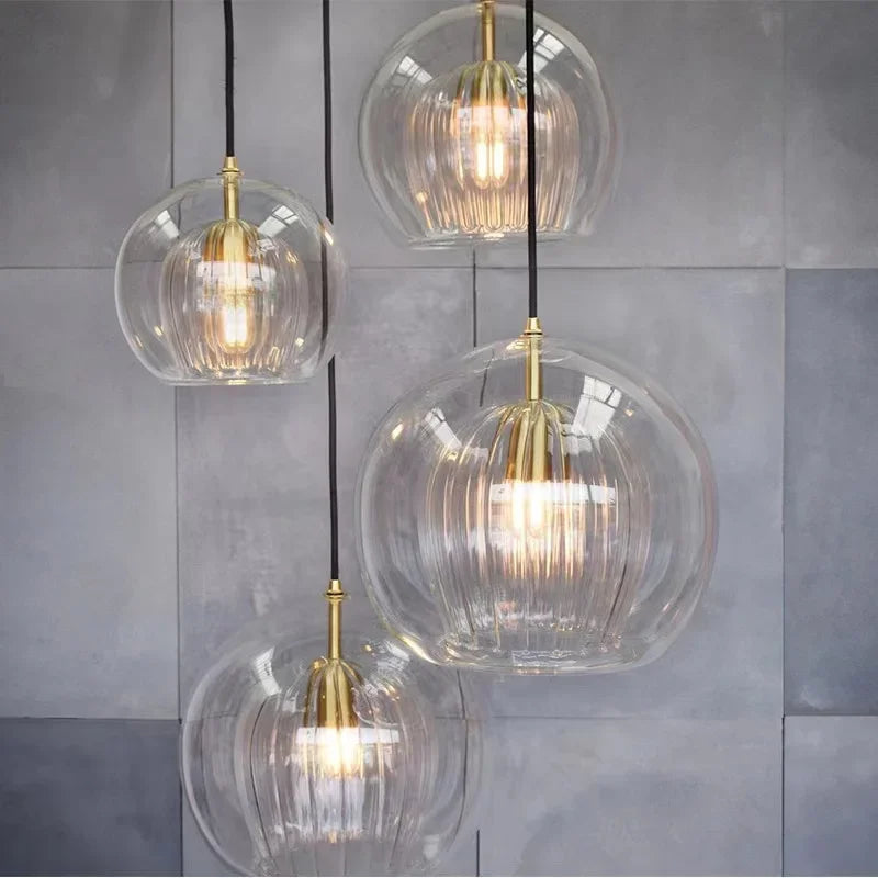 Suspension vintage double cloche en verre