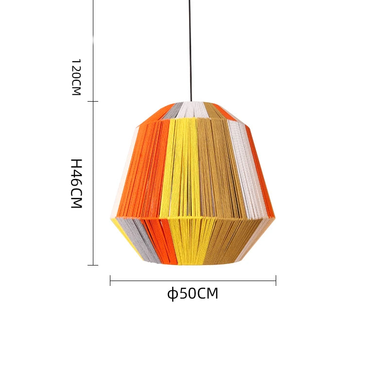 Suspension corde en chanvre torsion design moderne