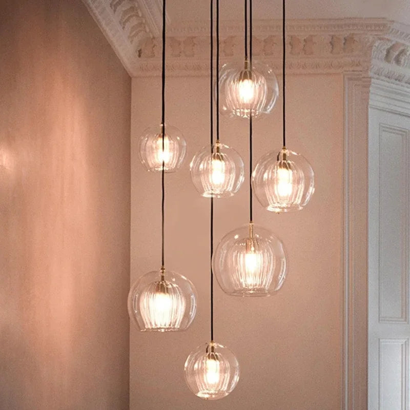 Suspension vintage double cloche en verre