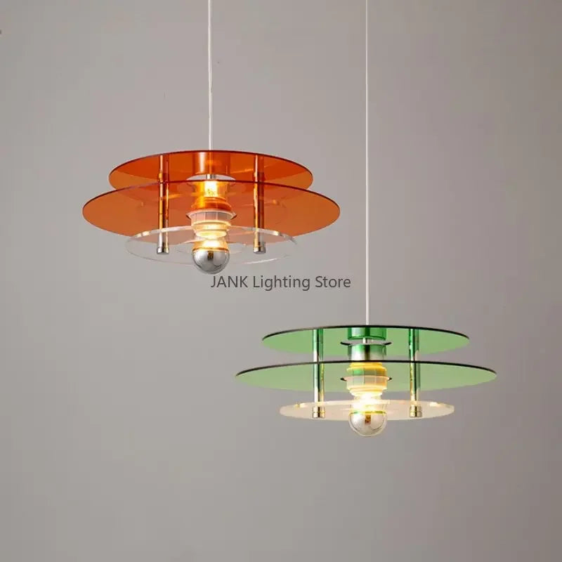 Suspension vintage triple plateaux colorés