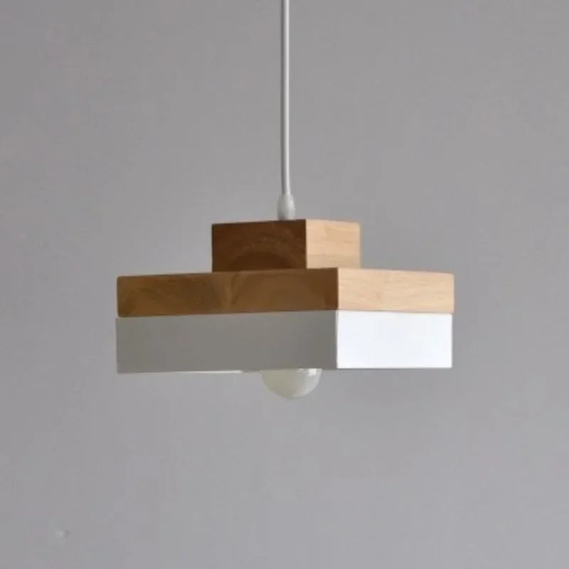 Suspension bois ronde bicolore design scandinave