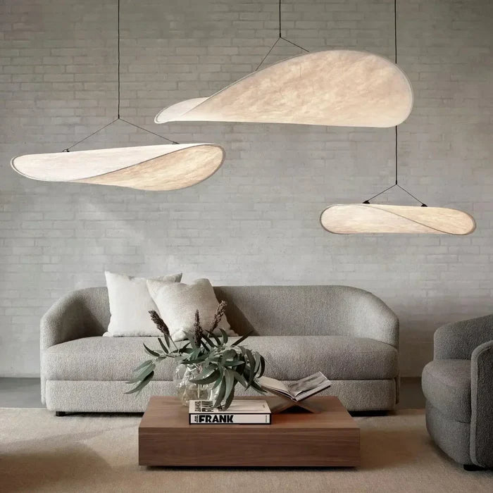 Suspension moderne vague en tissu blanc 5