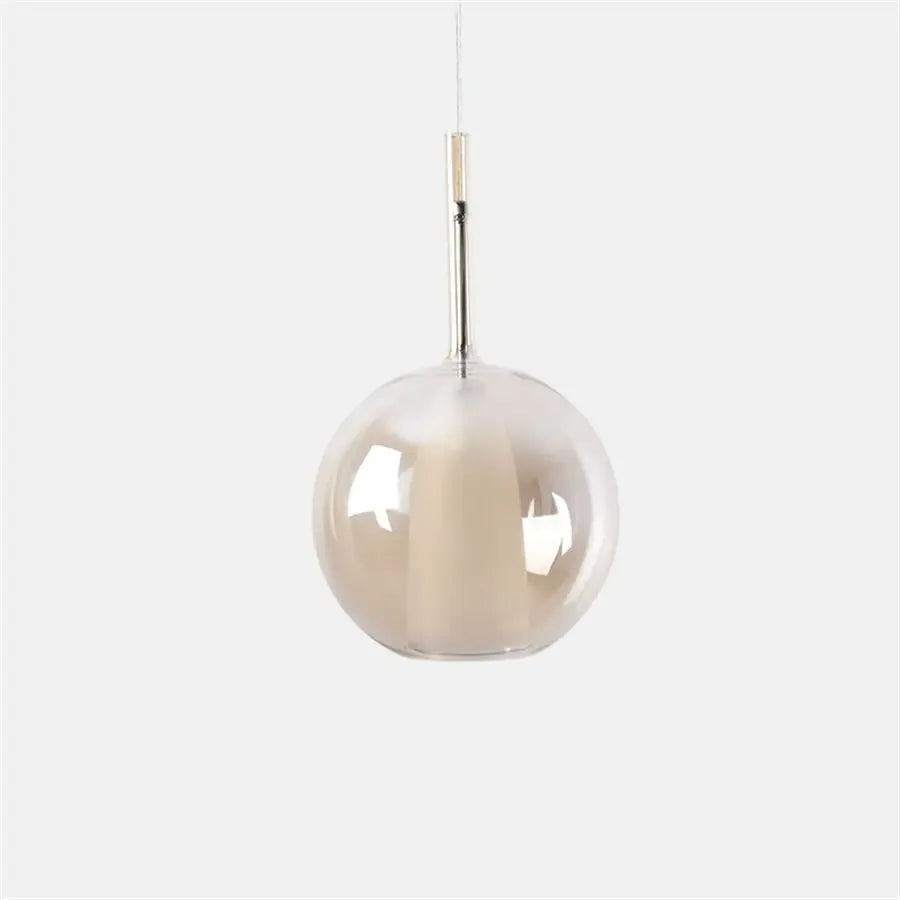 Suspension verre globe fumé cloche blanche design moderne