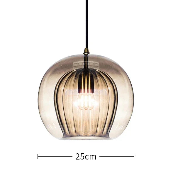 Suspension vintage double cloche en verre
