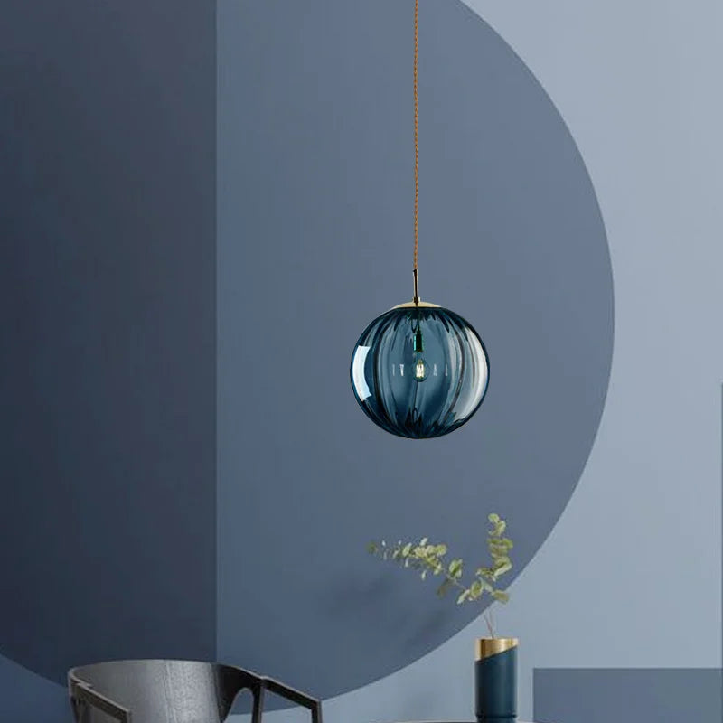Suspension verre colorée ronde