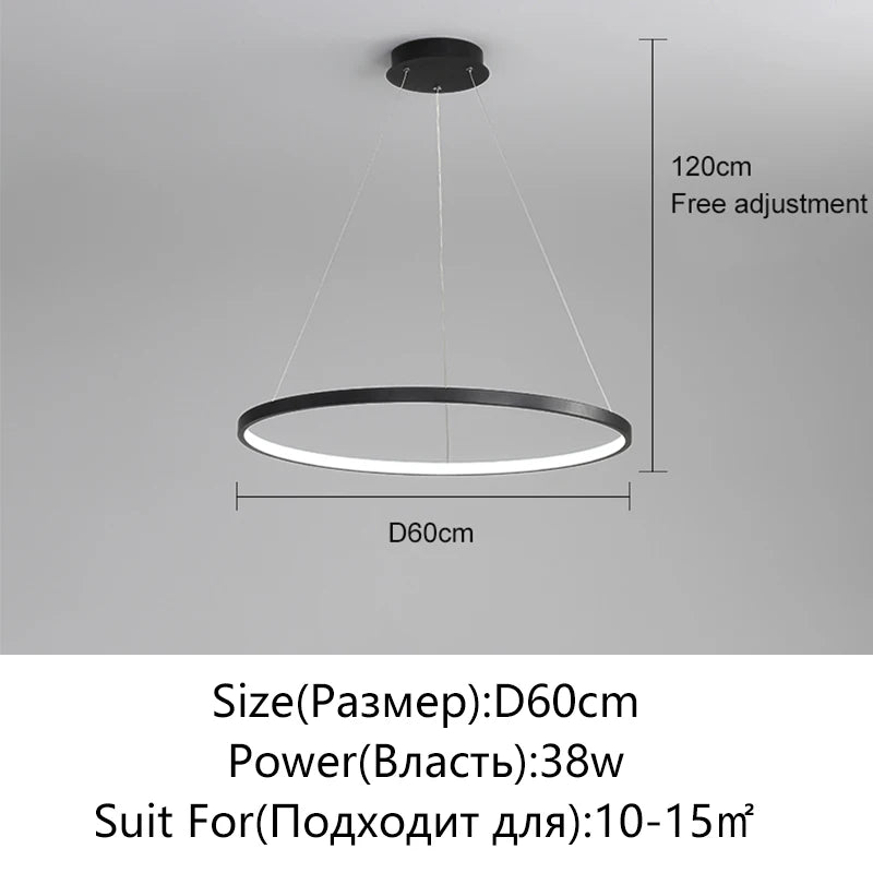 Suspension métal anneau design moderne
