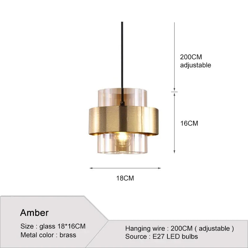 Suspension cylindres verre fumé et laiton design art déco 8