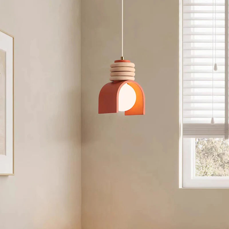 Suspension scandinave terre cuite arc anneaux