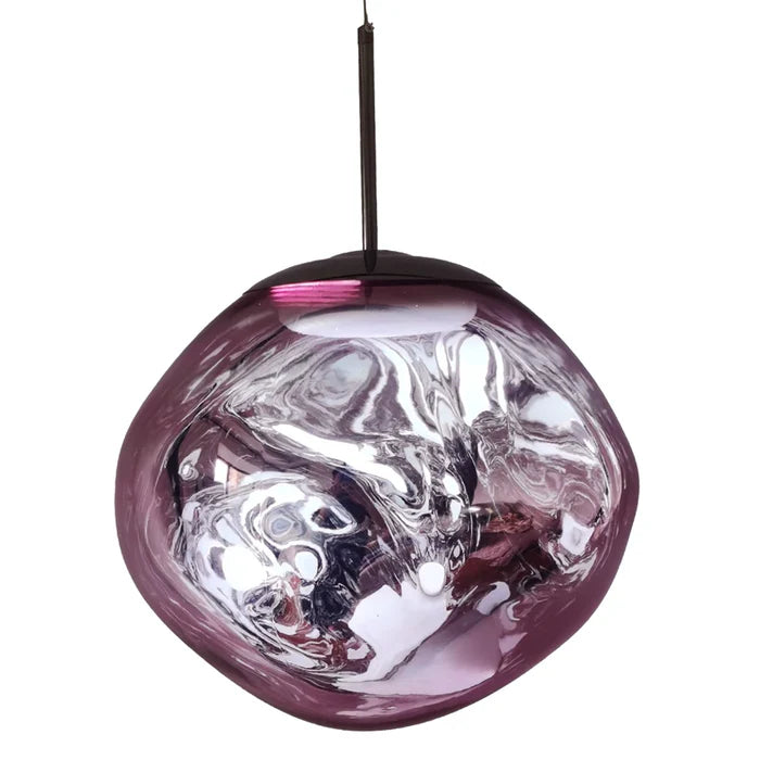 Suspension verre globe asymétrique nacré design 6
