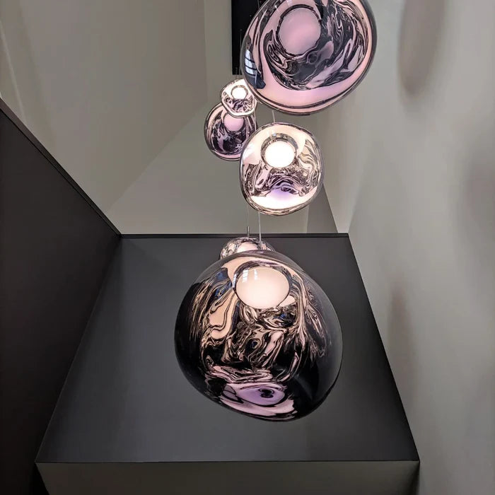 Suspension verre globe asymétrique nacré design 6