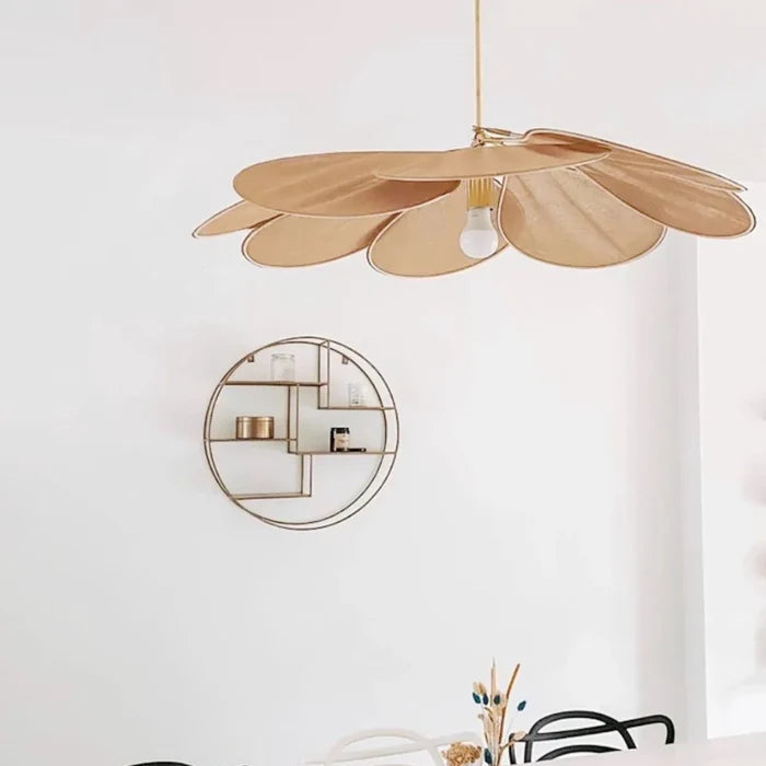 Suspension tissu fleur pétales design vintage bohème